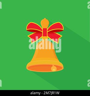 Christmas bells icon with long shadow. Vector illustration. Eps 10. Stock Vector