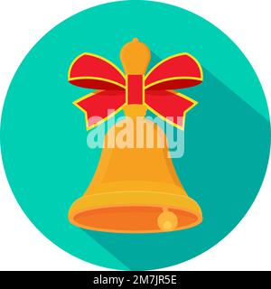 Christmas bells icon with long shadow. Vector illustration. Eps 10. Stock Vector