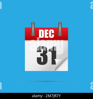 31 december. Realistic calendar icon. Vector illustration. Eps 10. Stock Vector