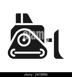 Bulldozer black glyph icon Stock Vector
