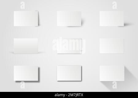 Blank business card mockup vector in white tone set Stock Vector