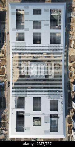 HANGZHOU, CHINA - JANUARY 10, 2023 - An aerial view shows the construction project of the China-France Aviation University in northwest Hangzhou, capi Stock Photo