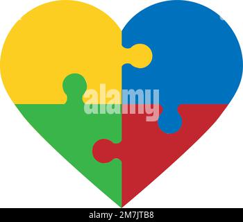 puzzle pieces in form of heart, isolated on white background. Vector illustration. Eps 10. Stock Vector