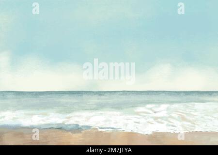 Beach background vector color pencil illustration Stock Vector