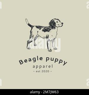 Boutique business logo template vector in vintage dog beagle theme Stock Vector