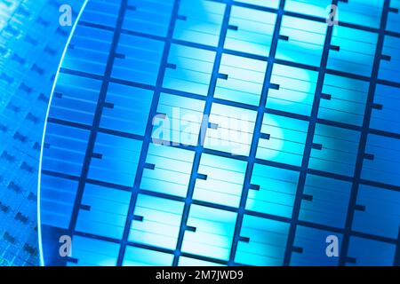 Silicon monocrystalline wafer with microchips manufacturing used in ...