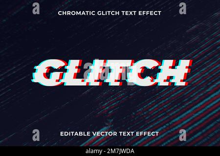 Editable glitch text effect vector template Stock Vector