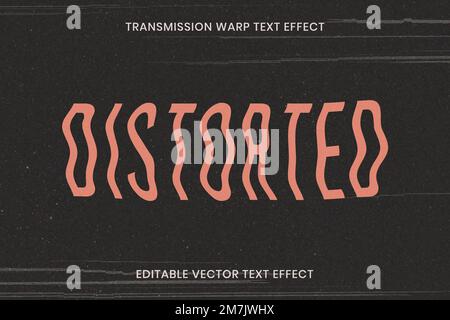Editable distorted text effect vector template Stock Vector