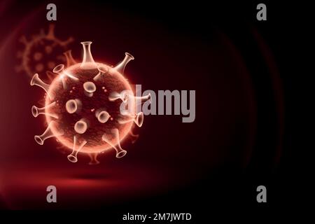 Covid-19 virus cell vector border background in neon red with blank space Stock Vector