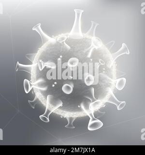 Covid-19 virus cell biotechnology vector white neon graphic Stock Vector