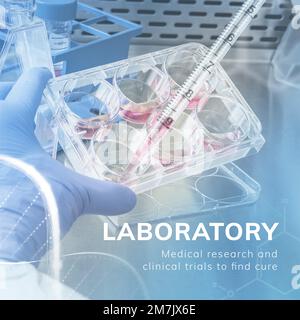 Medical research laboratory template vector science technology social media post Stock Vector