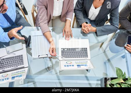 business colleagues discussing discussing new ideas. close-up. Stock Photo