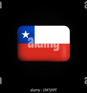 Chile Flag 3D Icon. National Flag of Chile. Vector illustration Stock Vector