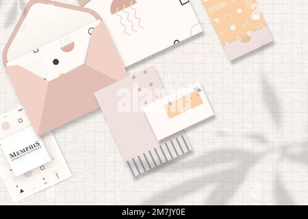 Seamless Memphis pattern card vector set Stock Vector