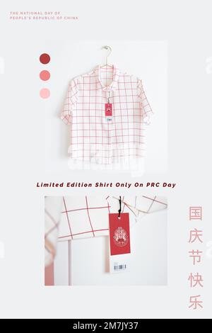 National Chinese day shirt design vector Stock Vector