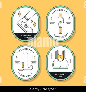 Fitness badge design elements vector set Stock Vector