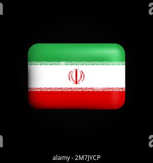 Iran Flag 3D Icon. National Flag of Iran. Vector illustration Stock Vector
