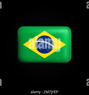 Brazil Flag 3D Icon. National Flag of Brazil. Vector illustration Stock Vector
