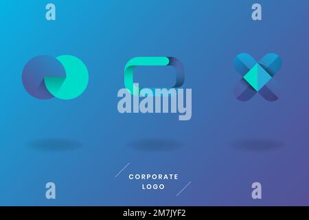 Blue turquoise logo design vector set Stock Vector
