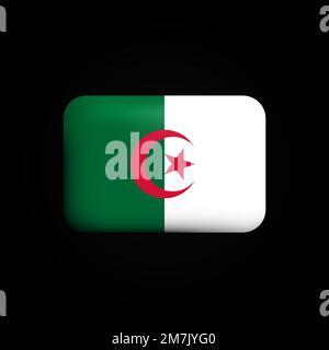 Algeria Flag 3D Icon. National Flag of Algeria. Vector illustration Stock Vector