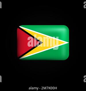Guyana Flag 3D Icon. National Flag of Guyana. Vector illustration Stock Vector