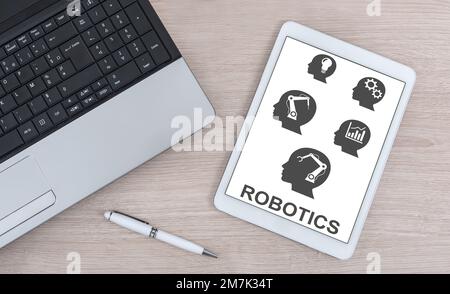 Robotics concept shown on a digital tablet Stock Photo