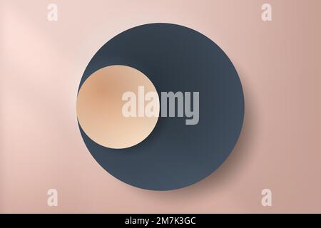 Colorful round paper cut with drop shadow on pale pink pattern background vector Stock Vector