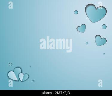 Blue background for Valentine s Day card with paper cut hearts. Vector. Background. Postcard. Invitations. Stock Vector