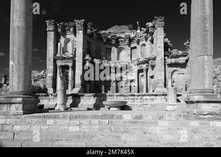 View of the Nymphaeum in Jerash city, Jordan, Middle East Stock Photo