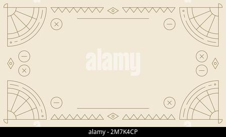 Ethnic geometrical patterned blank beige frame vector Stock Vector