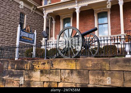 The Sherman House Museum in Lancaster, Ohio, is the birthplace of Civil War Gen. William Tecumseh Sherman and his younger brother  Sen. John Sherman Stock Photo