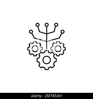 Device settings linear icon. Cogwheels system. Cyberspace. Thin line illustration. Computing. Contour symbol. Vector isolated outline drawing. Editabl Stock Vector