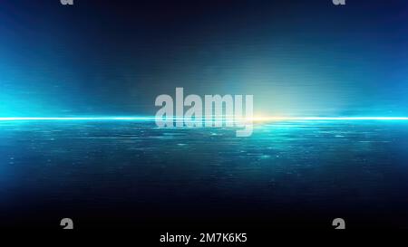 Blue Comes Sci Fi Luminous Horizontal Lines Mechanical Structure Abstract Delicate Elegant Dramatic Exquisite Design Elements Produced by Ai. High qua Stock Photo