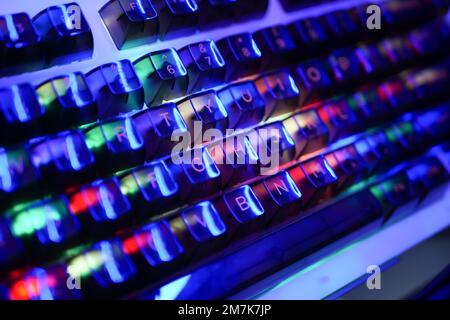 the RBG backlight for laptop keyboard Stock Photo