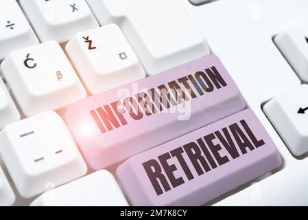 Sign displaying Information Retrieval. Business overview A place where data are stored and can be found Stock Photo