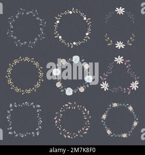 Blank leafy frame set social ads template vector Stock Vector
