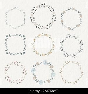 Blank leafy frame social ads template set vector Stock Vector
