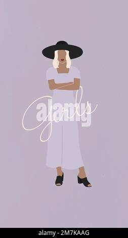 Female fashionista in a jumpsuit mobile phone background vector Stock Vector