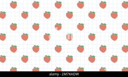 Hand drawn peach seamless pattern on white grid social template vector Stock Vector