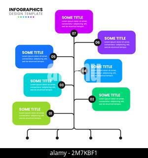 Infographic template with 7 options or steps. Tree. Can be used for workflow layout, diagram, banner, webdesign. Vector illustration Stock Vector