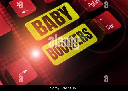 Text sign showing Baby Boomers. Conceptual photo person who is born in years following Second World War Stock Photo