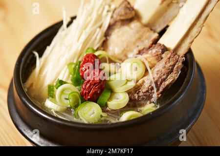 Short Rib Soup in a Hot Pot Stock Photo