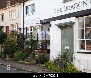 PETWORTH, WEST SUSSEX, UK - SEPTEMBER 14, 2019:  Exterior view of pretty house and Art Gallery in the High Street Stock Photo