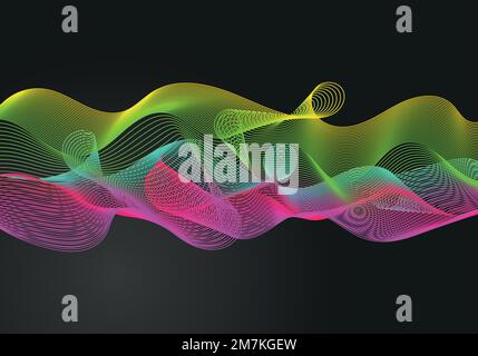 Abstract warped Diagonal Striped Background. Vector curved twisted slanting, waved lines pattern. Brand new style for your business design Stock Vector