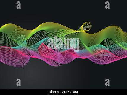 Abstract warped Diagonal Striped Background. Vector curved twisted slanting, waved lines pattern. Brand new style for your business design Stock Vector