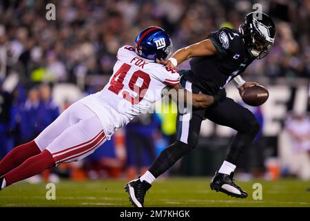 New York Giants' Tomon Fox plays during an NFL football game, Sunday, Jan. 8,  2023, in Philadelphia. (AP Photo/Matt Slocum Stock Photo - Alamy