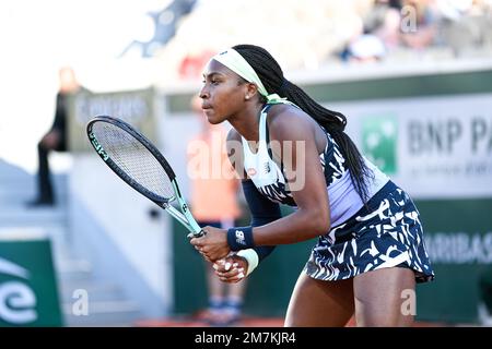 American professional tennis player Cori Dionne 'Coco' Gauff on the occasion of the Roland-Garros tennis tournament on May 31, 2022 Stock Photo