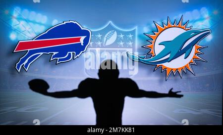 BUFFALO, USA, JANUARY 10, 2023: Miami Dolphins vs. Buffalo Bills. NFL Wild  Card Round 2023, Silhouette of fans supporting the team and cheering for th  Stock Photo - Alamy