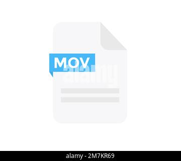 File format MOV logo design. Document file icon, internet, extension, sign, type, presentation, graphic, application. Element for applications, web. Stock Vector