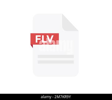 File format FLV logo design. Document file icon, internet, extension, sign, type, presentation, graphic, application. Element for applications. Stock Vector